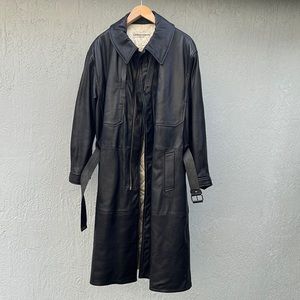 Vintage Giorgio Armani Leather Trench Coat Jacket